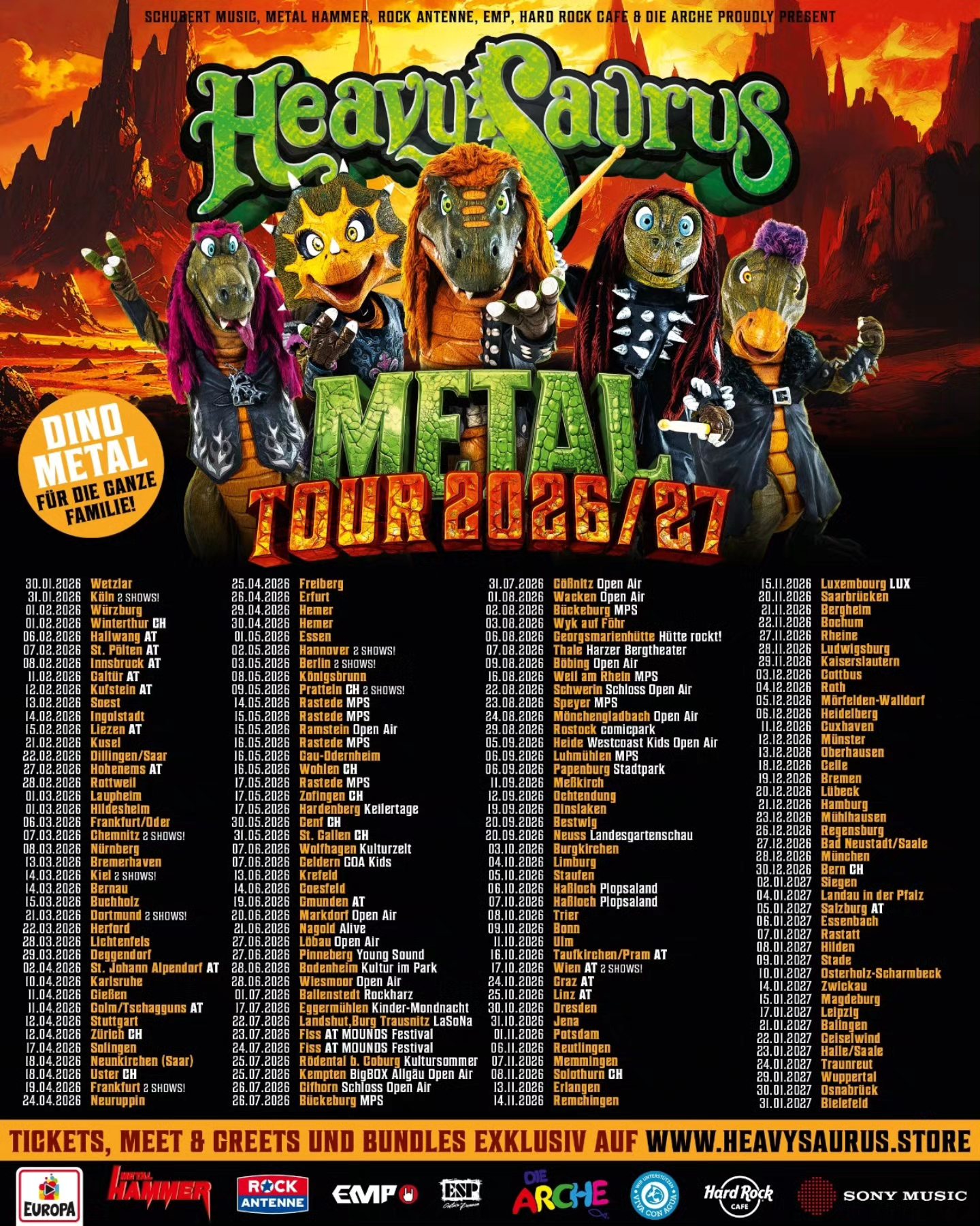 Heavysaurus METAL Tour Poster 2026–2027